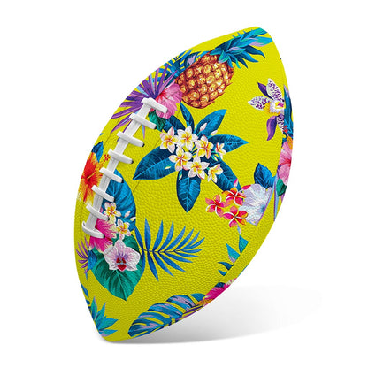 Lime Hawaiian Pineapple Pattern Print Rugby Ball