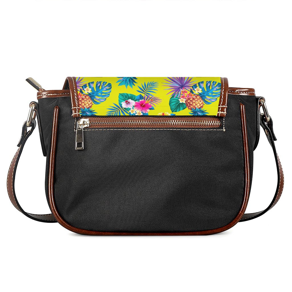 Lime Hawaiian Pineapple Pattern Print Saddle Bag