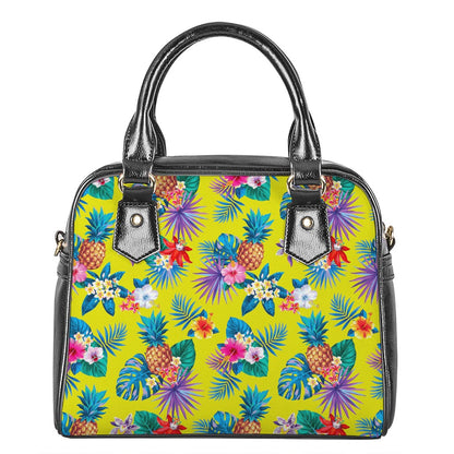 Lime Hawaiian Pineapple Pattern Print Shoulder Handbag