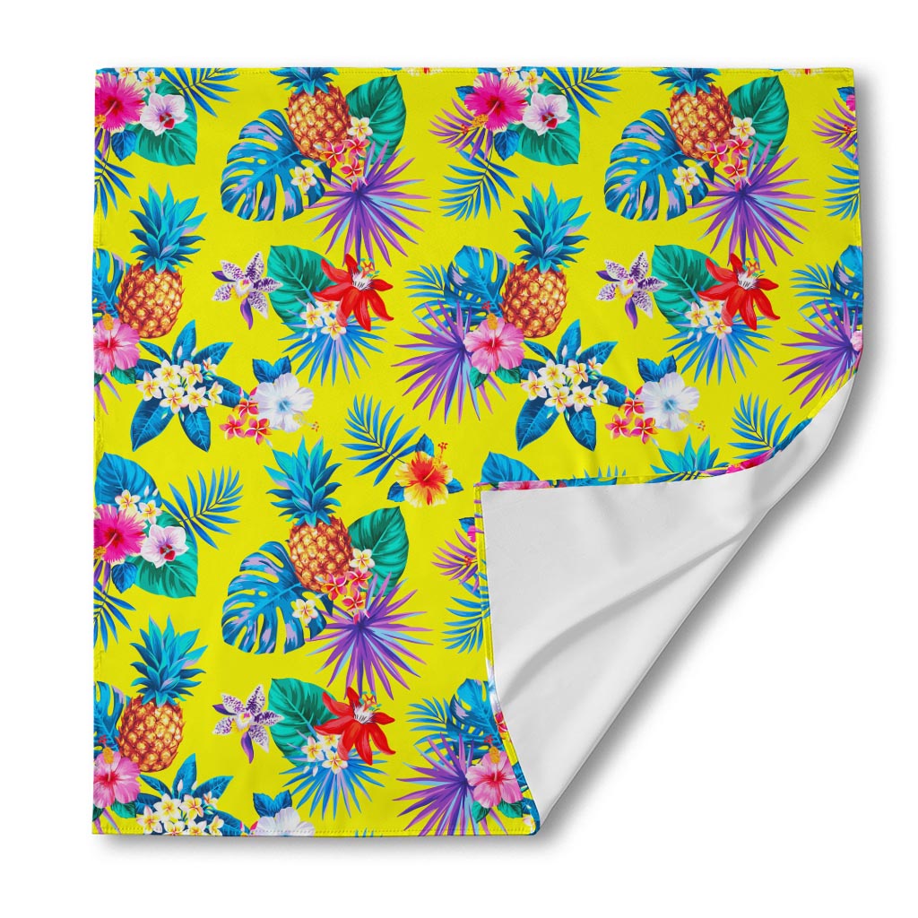 Lime Hawaiian Pineapple Pattern Print Silk Bandana