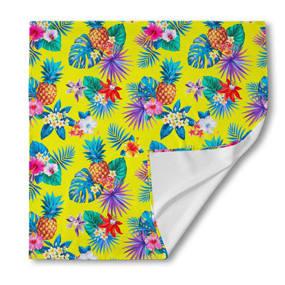 Lime Hawaiian Pineapple Pattern Print Silk Bandana