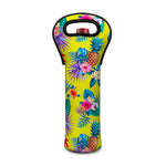 Lime Hawaiian Pineapple Pattern Print Single Neoprene Wine Tote