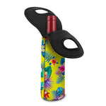 Lime Hawaiian Pineapple Pattern Print Single Neoprene Wine Tote
