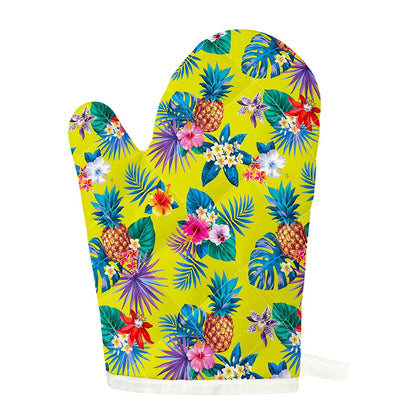 Lime Hawaiian Pineapple Pattern Print Single Oven Mitt
