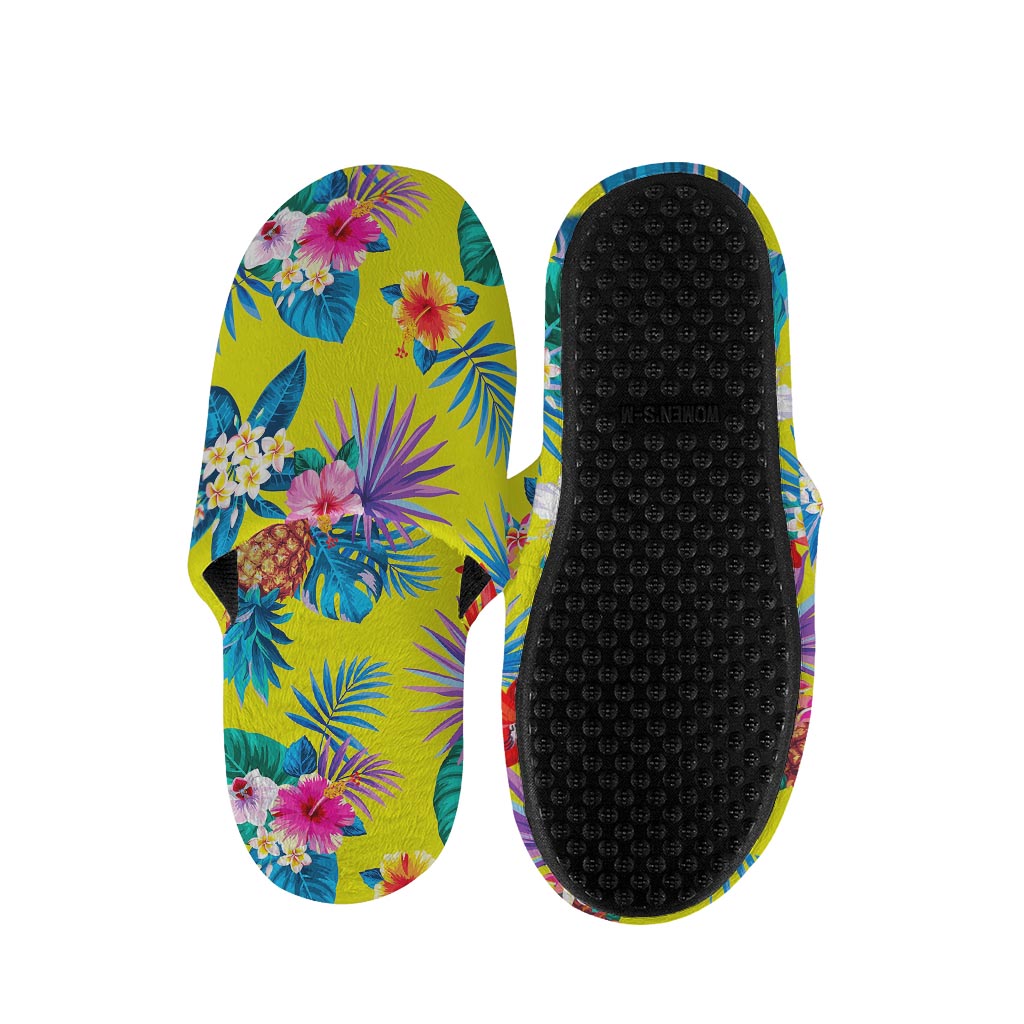 Lime Hawaiian Pineapple Pattern Print Slippers
