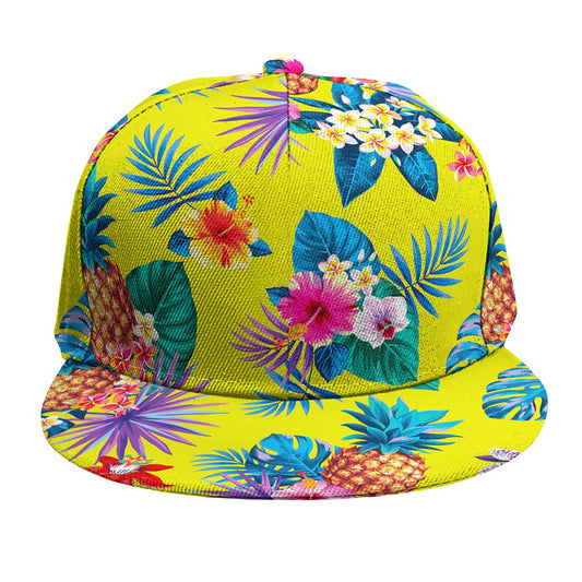 Lime Hawaiian Pineapple Pattern Print Snapback Cap