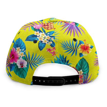 Lime Hawaiian Pineapple Pattern Print Snapback Cap