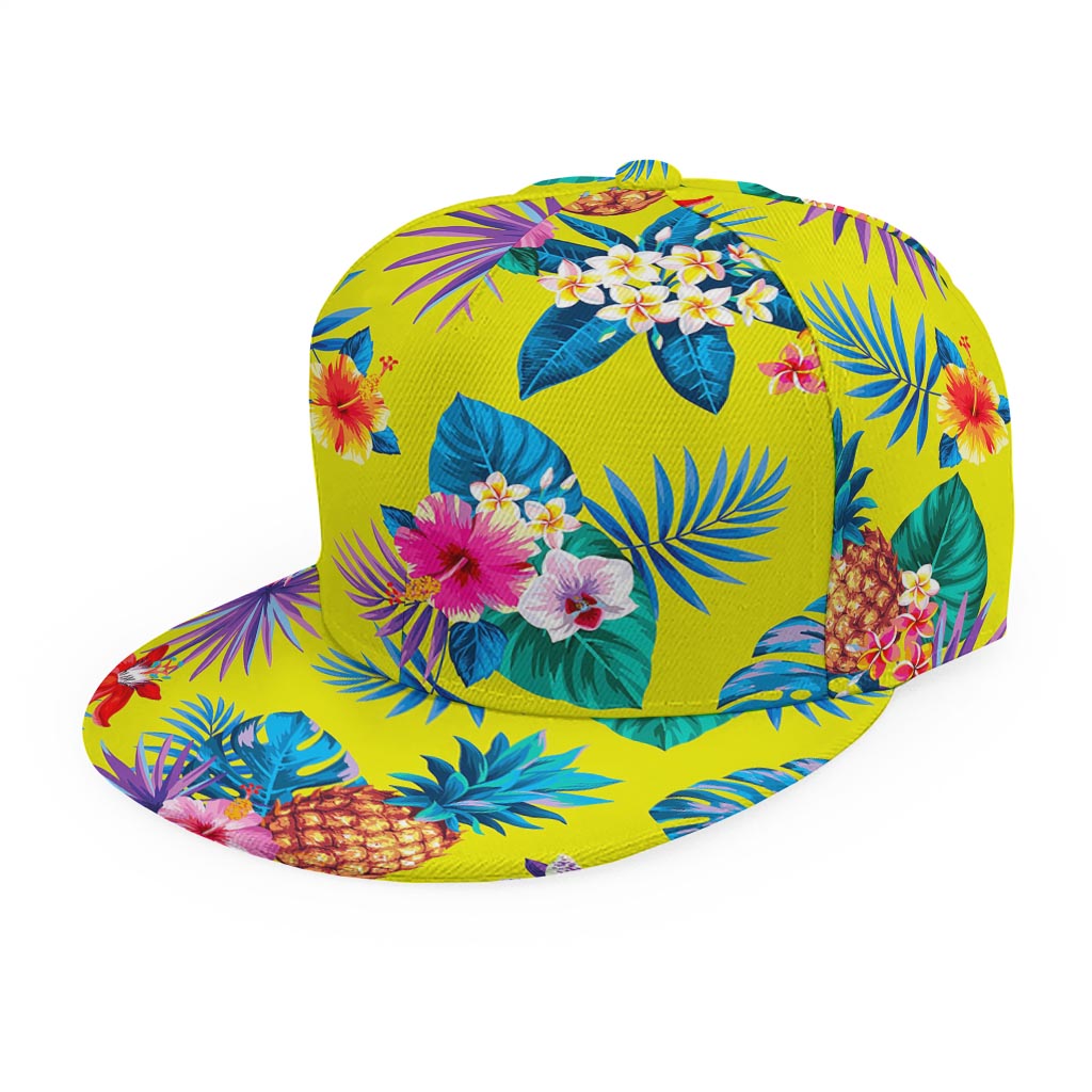 Lime Hawaiian Pineapple Pattern Print Snapback Cap