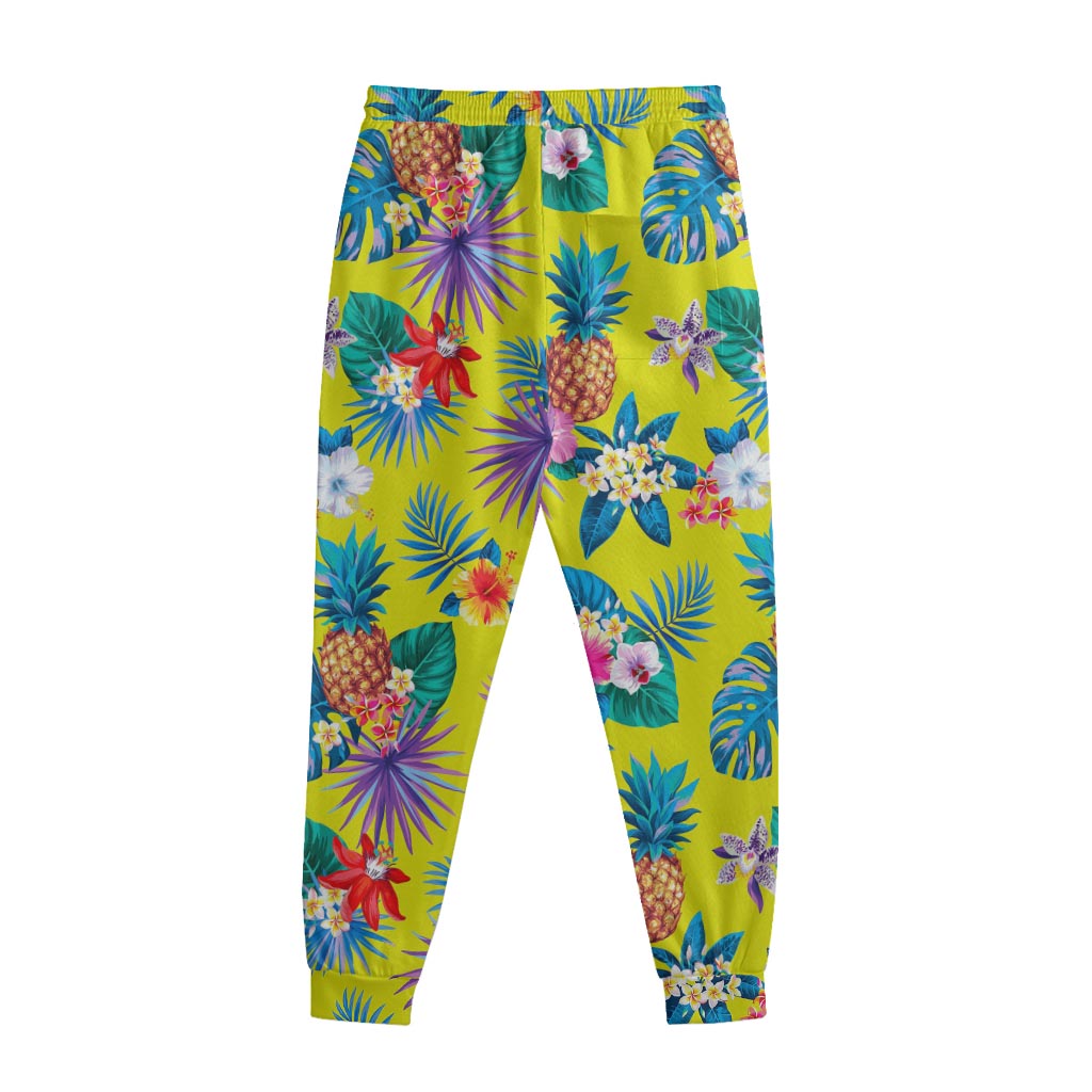 Lime Hawaiian Pineapple Pattern Print Sweatpants