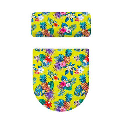 Lime Hawaiian Pineapple Pattern Print Toilet Lid And Tank Cover Set