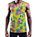Lime Hawaiian Pineapple Pattern Print Men's Workout Tank Top