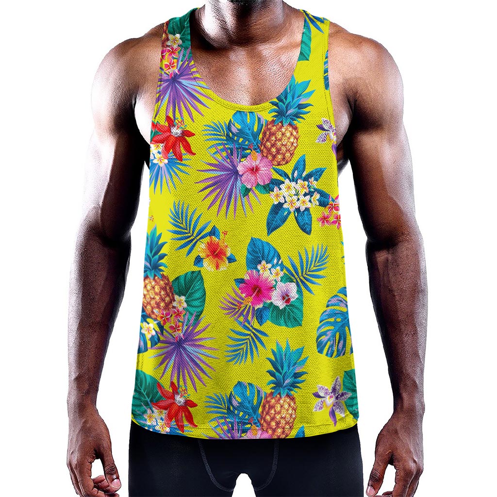 Lime Hawaiian Pineapple Pattern Print Training Tank Top