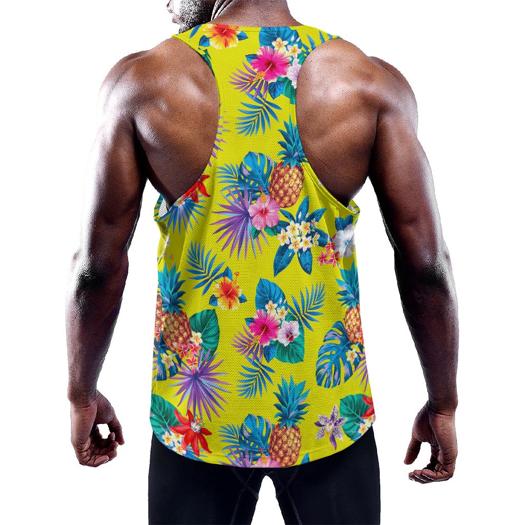 Lime Hawaiian Pineapple Pattern Print Training Tank Top