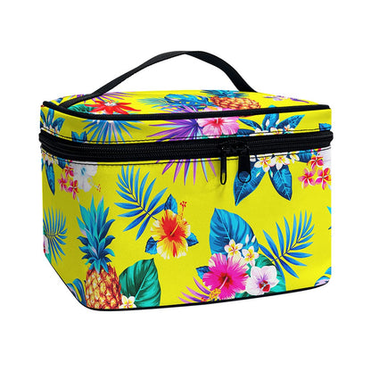 Lime Hawaiian Pineapple Pattern Print Travel Makeup Bag