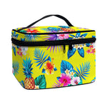 Lime Hawaiian Pineapple Pattern Print Travel Makeup Bag