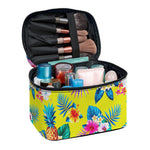 Lime Hawaiian Pineapple Pattern Print Travel Makeup Bag