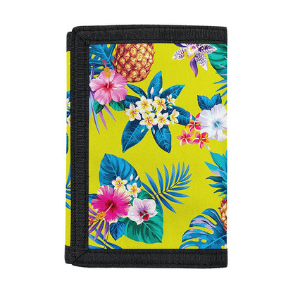 Lime Hawaiian Pineapple Pattern Print Trifold Wallet