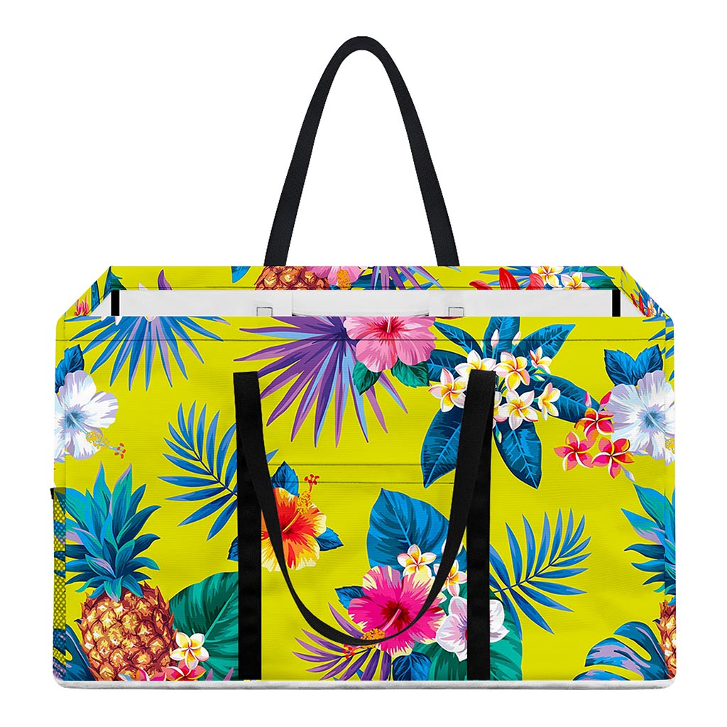 Lime Hawaiian Pineapple Pattern Print Utility Tote Bag