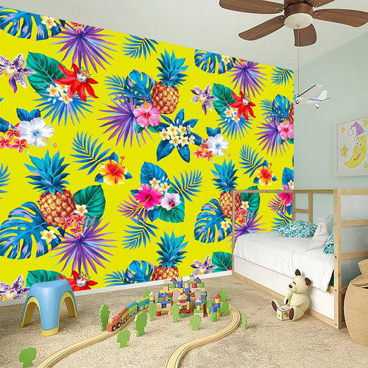Lime Hawaiian Pineapple Pattern Print Wall Sticker