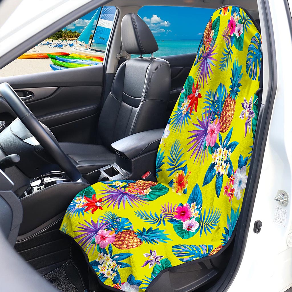Lime Hawaiian Pineapple Pattern Print Waterproof Car Seat Cover