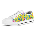 Lime Hawaiian Pineapple Pattern Print White Low Top Sneakers