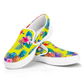 Lime Hawaiian Pineapple Pattern Print White Slip On Sneakers