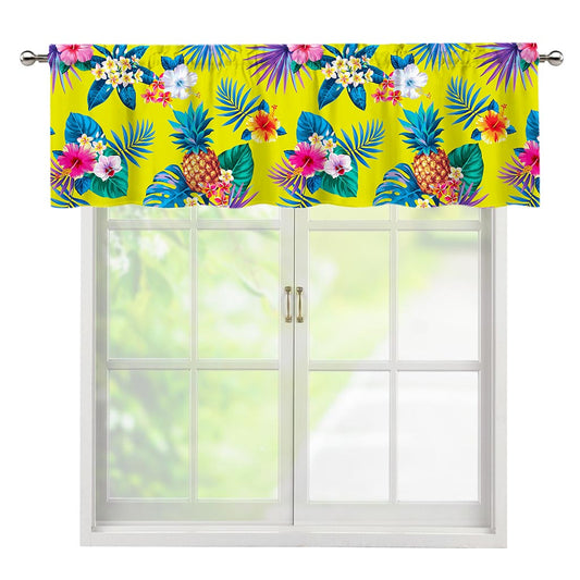 Lime Hawaiian Pineapple Pattern Print Window Valance