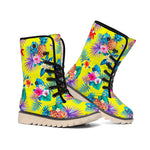 Lime Hawaiian Pineapple Pattern Print Winter Boots