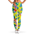 Lime Hawaiian Pineapple Pattern Print Women's Leggings