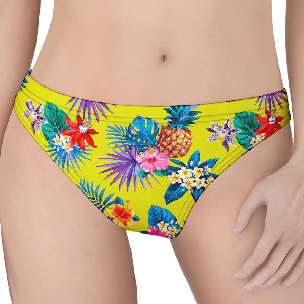 Lime Hawaiian Pineapple Pattern Print Women's Thong