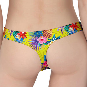 Lime Hawaiian Pineapple Pattern Print Women's Thong