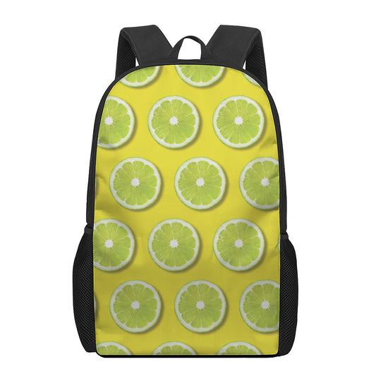 Lime Slices Pattern Print 17 Inch Backpack