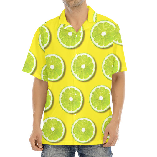 Lime Slices Pattern Print Aloha Shirt