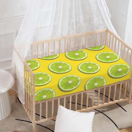 Lime Slices Pattern Print Baby Crib Sheet