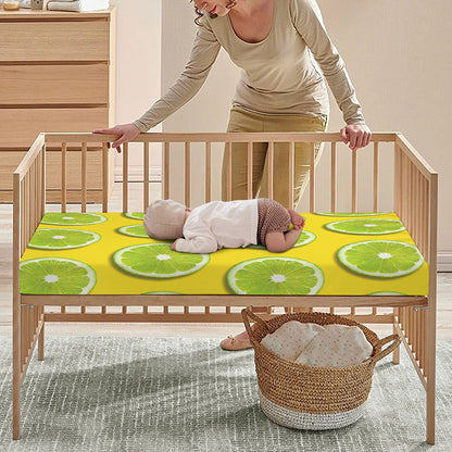 Lime Slices Pattern Print Baby Crib Sheet
