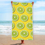 Lime Slices Pattern Print Beach Towel