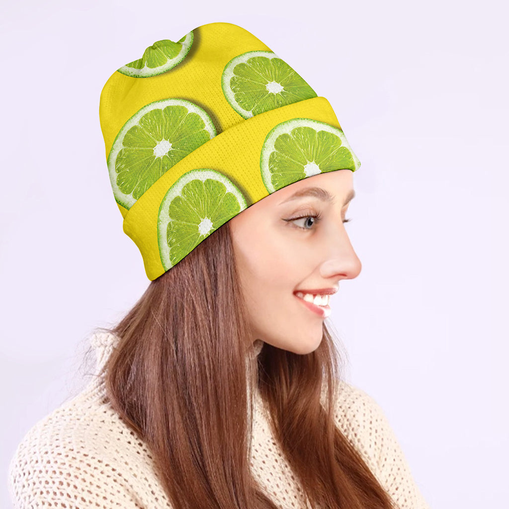 Lime Slices Pattern Print Beanie