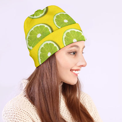 Lime Slices Pattern Print Beanie