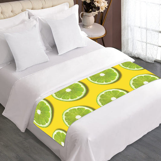 Lime Slices Pattern Print Bed Runner