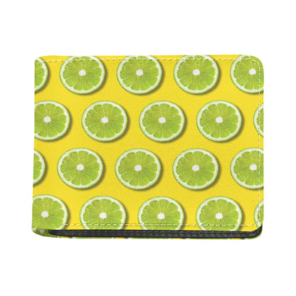 Lime Slices Pattern Print Bifold Wallet