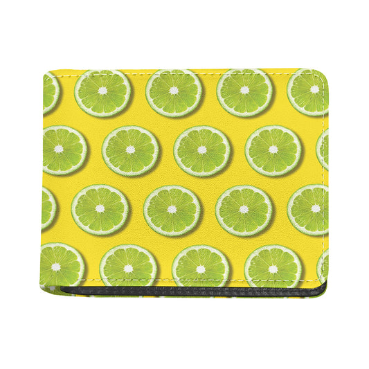 Lime Slices Pattern Print Bifold Wallet