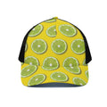 Lime Slices Pattern Print Black Mesh Trucker Hat