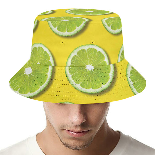Lime Slices Pattern Print Bucket Hat