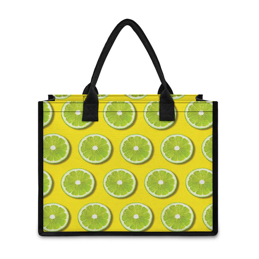 Lime Slices Pattern Print Canvas Tote Bag