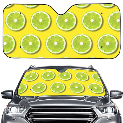 Lime Slices Pattern Print Car Windshield Sun Shade