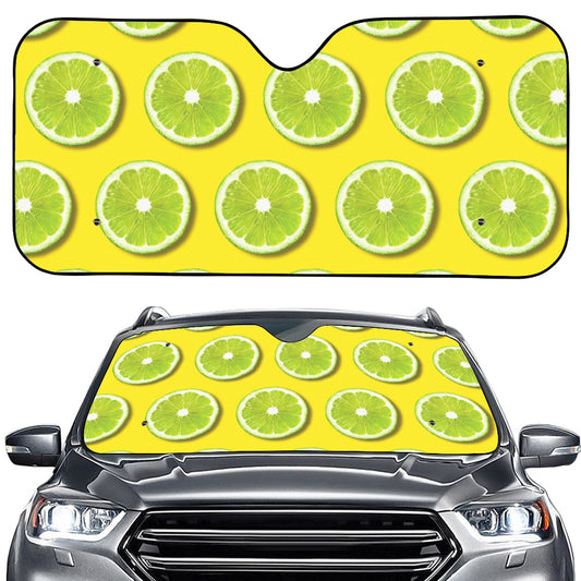Lime Slices Pattern Print Car Windshield Sun Shade