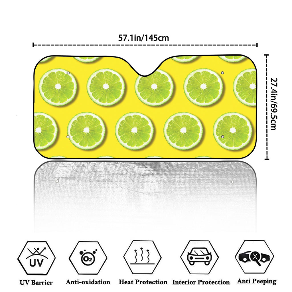 Lime Slices Pattern Print Car Windshield Sun Shade