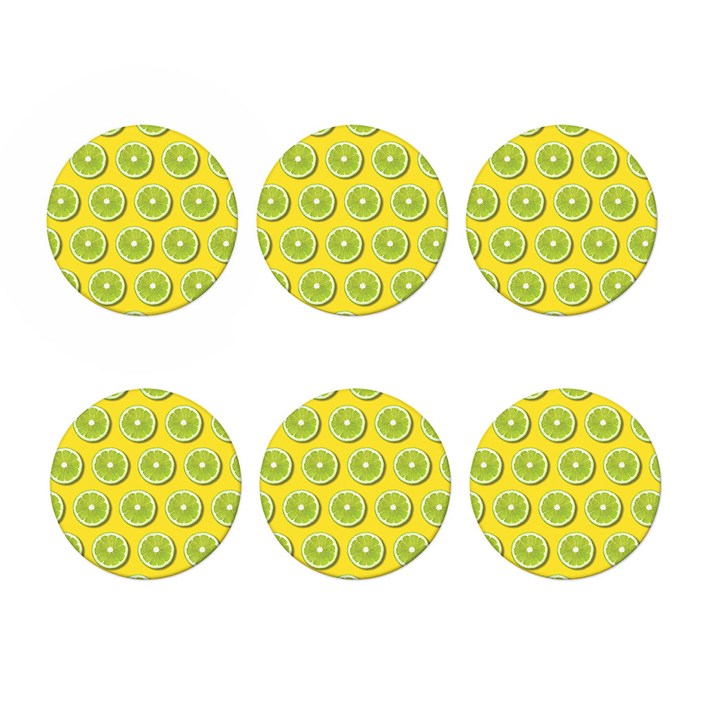 Lime Slices Pattern Print Coaster Set