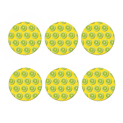 Lime Slices Pattern Print Coaster Set