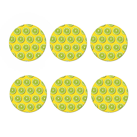 Lime Slices Pattern Print Coaster Set